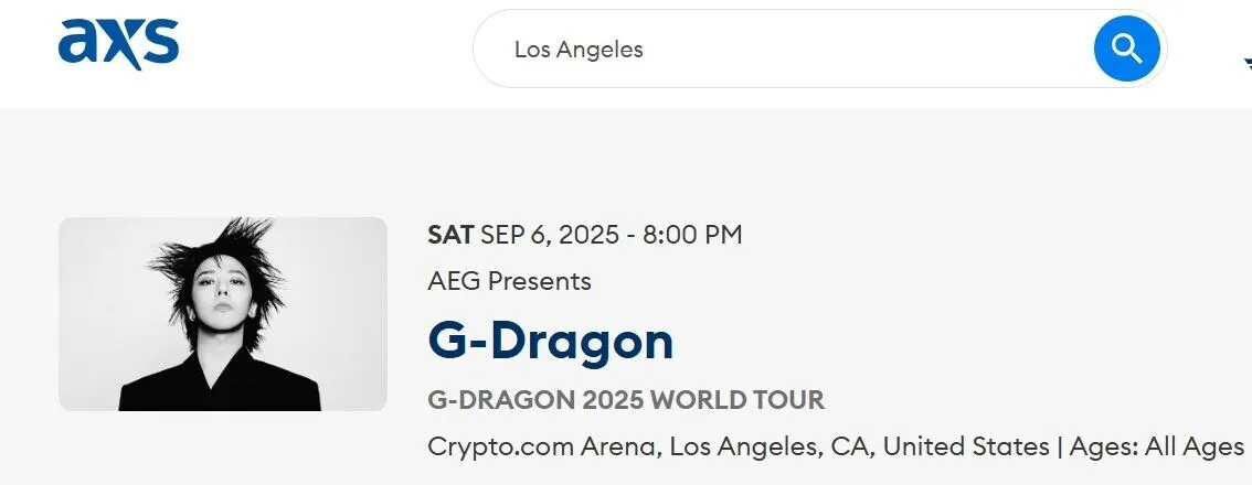 9/6 토 8pm LA Crypto GD 콘서트 티켓 총 2장 팝니다.
					기타
					Los Angeles