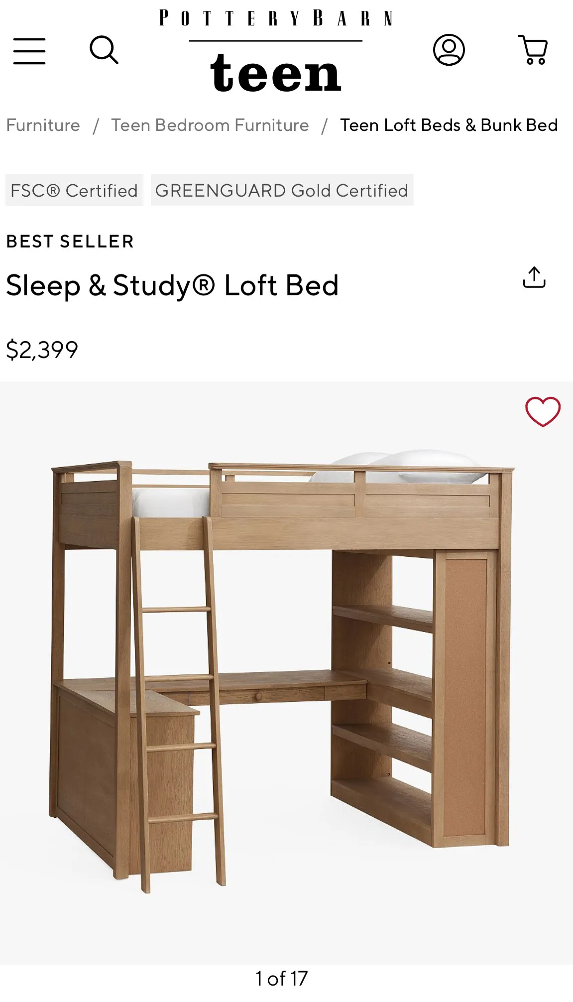 이층 침대 bunk bed (Pottery barn teen )
					가구
					OC