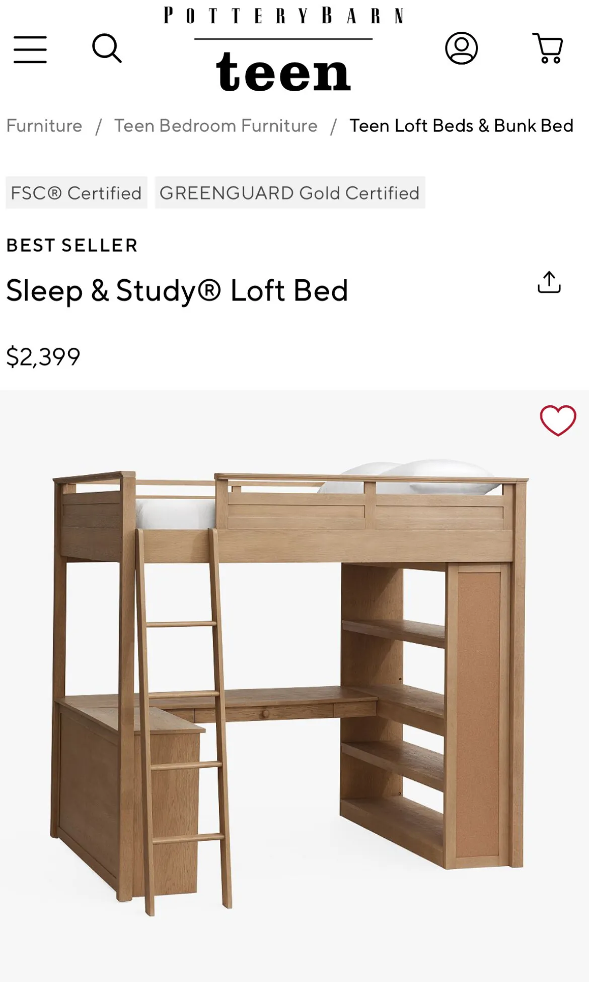 이층침대 bunk bed full size (Pottery barn Teen)
					무빙세일
					OC