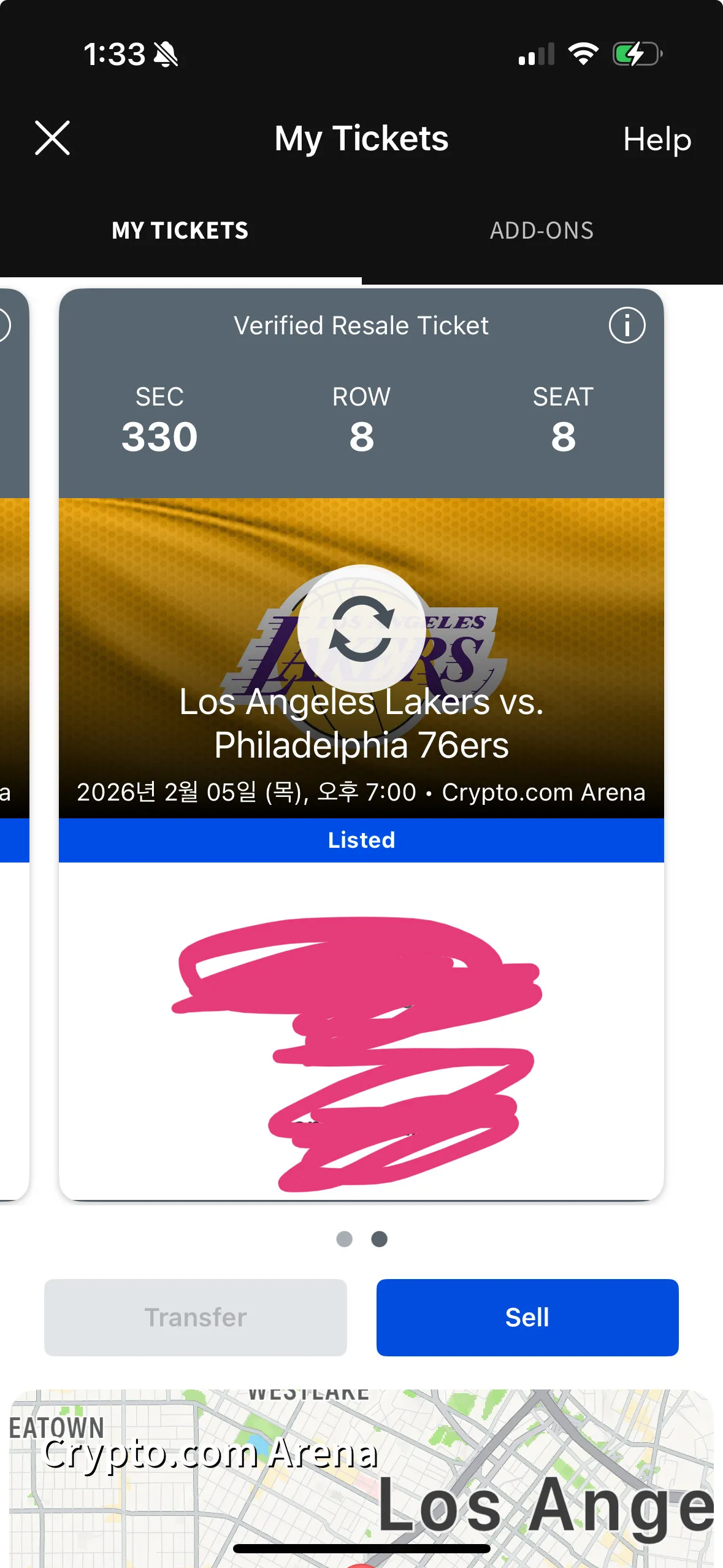 NBA 농구경기 Lakers 티켓 2장 저렴하게 팝니다
					기타
					Los Angeles