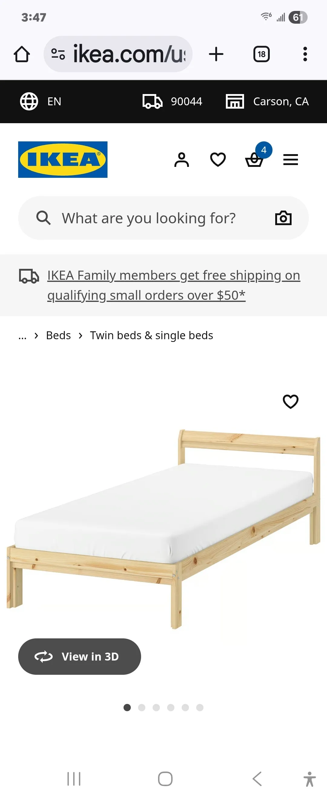 아이키아 트윈 원목 침대 프레임
					가구
					Los Angeles