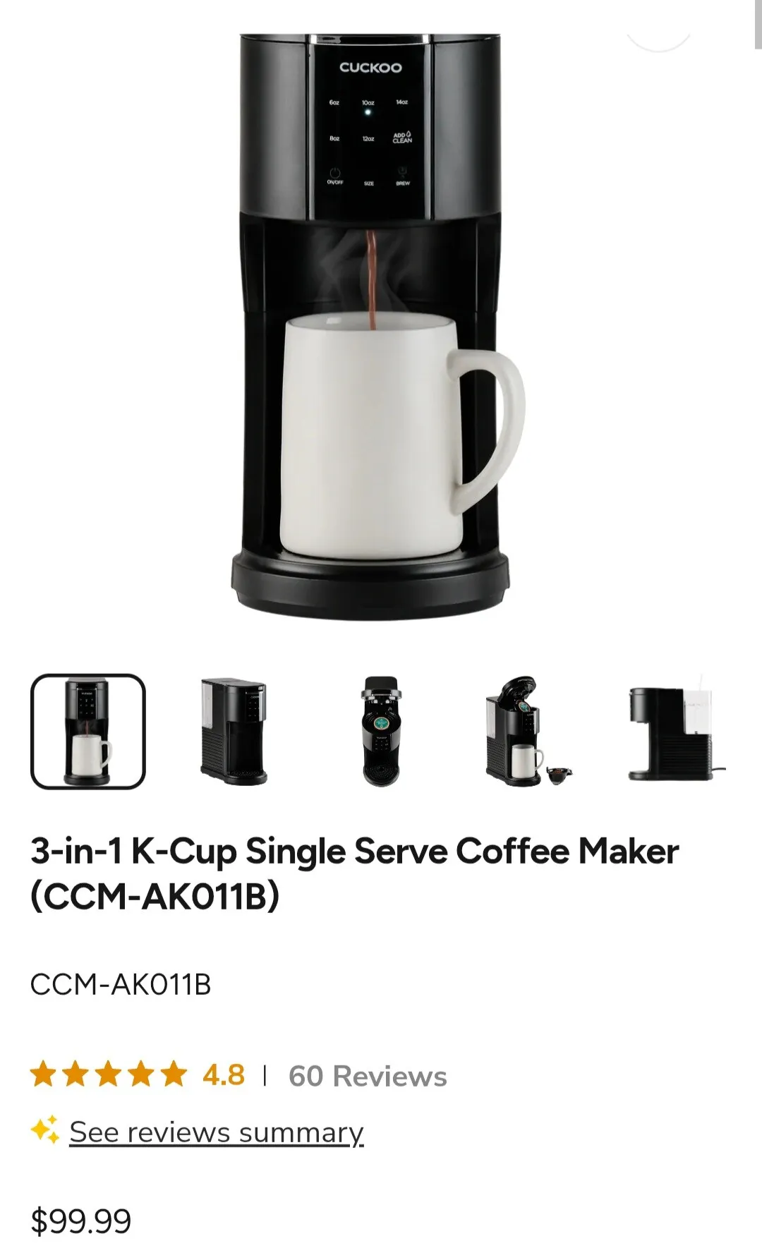 새 쿠쿠 캡슐커피머신 Cuckoo Coffee Machine
					전자/가전
					Los Angeles