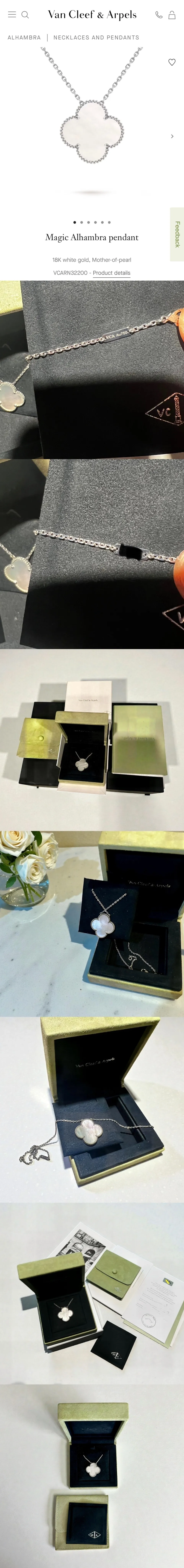 새상품/풀세트 반클리프 아펠 매직 알함브라 펜던트 화이트골드 자개 (미사용)
					의류/패션
					Los Angeles
