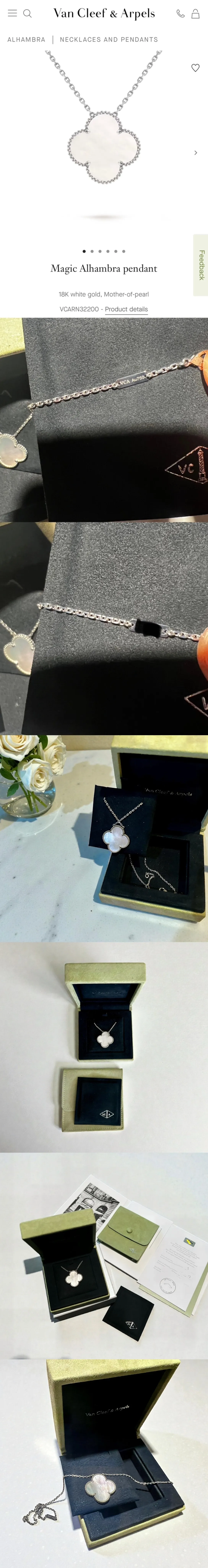새상품/풀세트 반클리프 아펠 매직 알함브라 펜던트 화이트골드 자개 (미사용)
					의류/패션
					Los Angeles