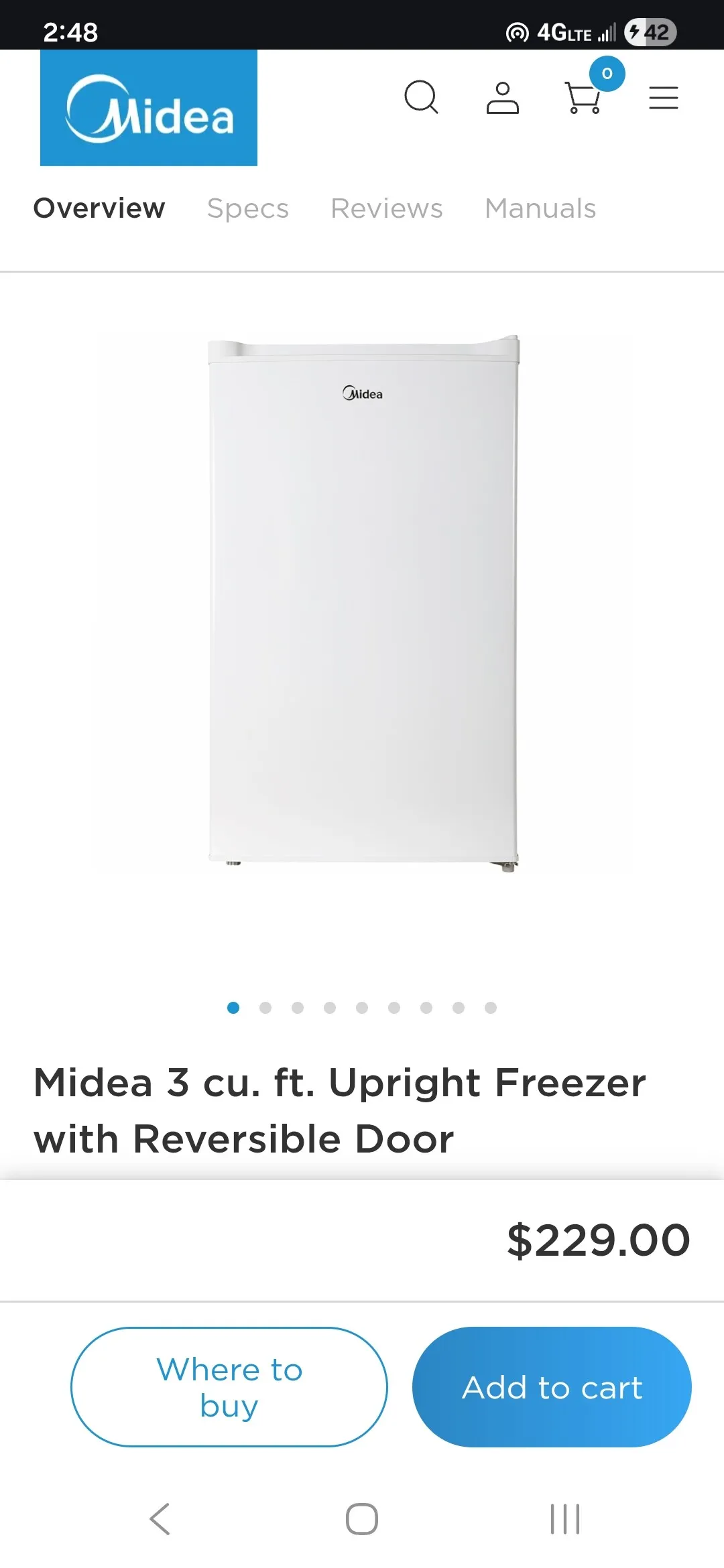 Midea 3 cu. ft. 냉동고 Upright Freezer with Reversible Door
					전자/가전
					Los Angeles