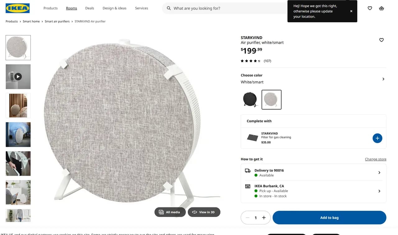 IKEA AIR PURIFIER $60
					무빙세일
					Los Angeles