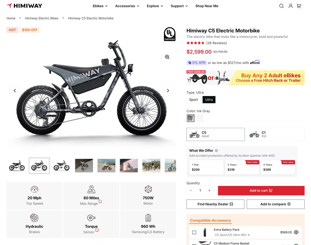 판매 Himiway C5 전기 자전거 Electric bike e bike
					운동/건강
					Rowland Heights