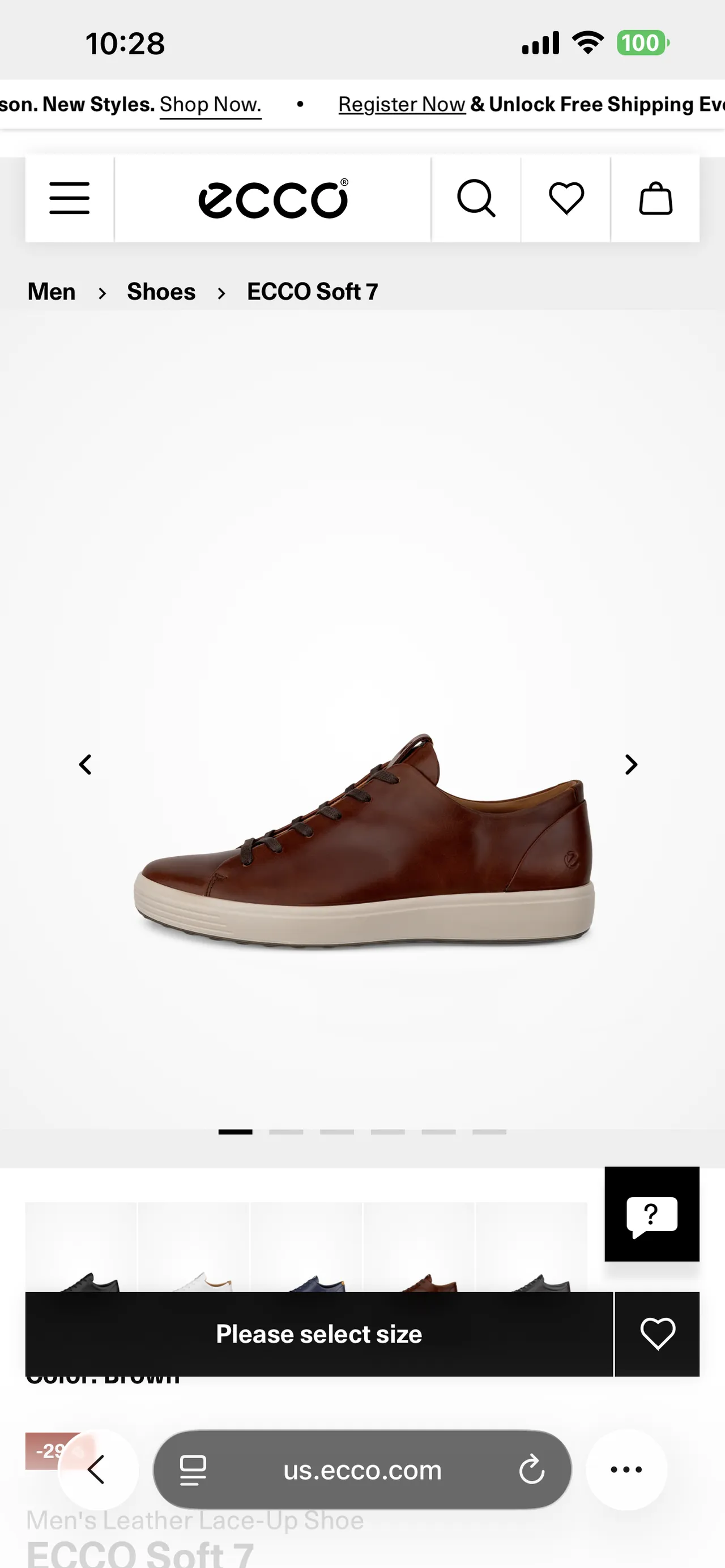 Ecco soft 7 Premier Sneaker (Brown), size 10-10.5 US
					의류/패션
					Koreatown