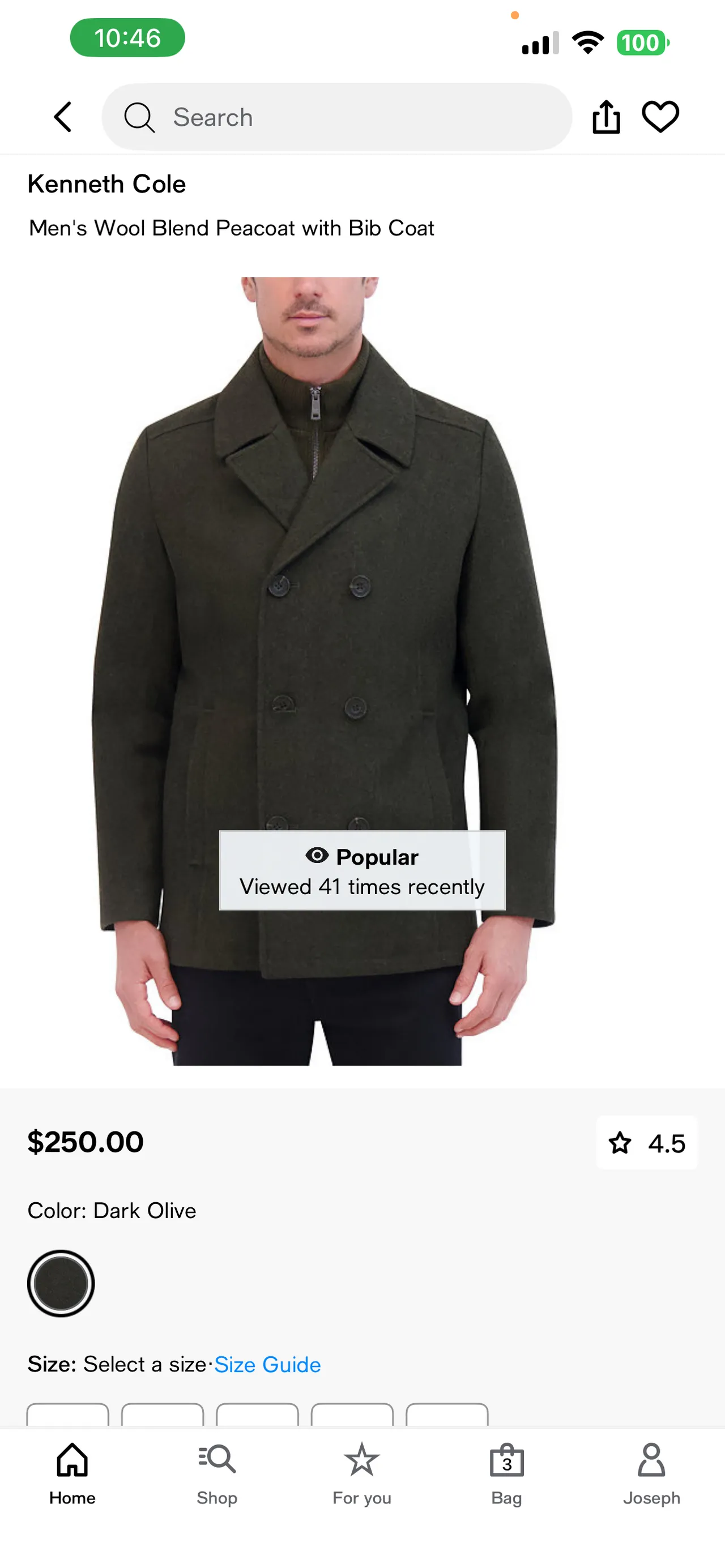 Kenneth Cole New York Classic Wool Peacoat (sizemedium, medium brown color)
					의류/패션
					Koreatown