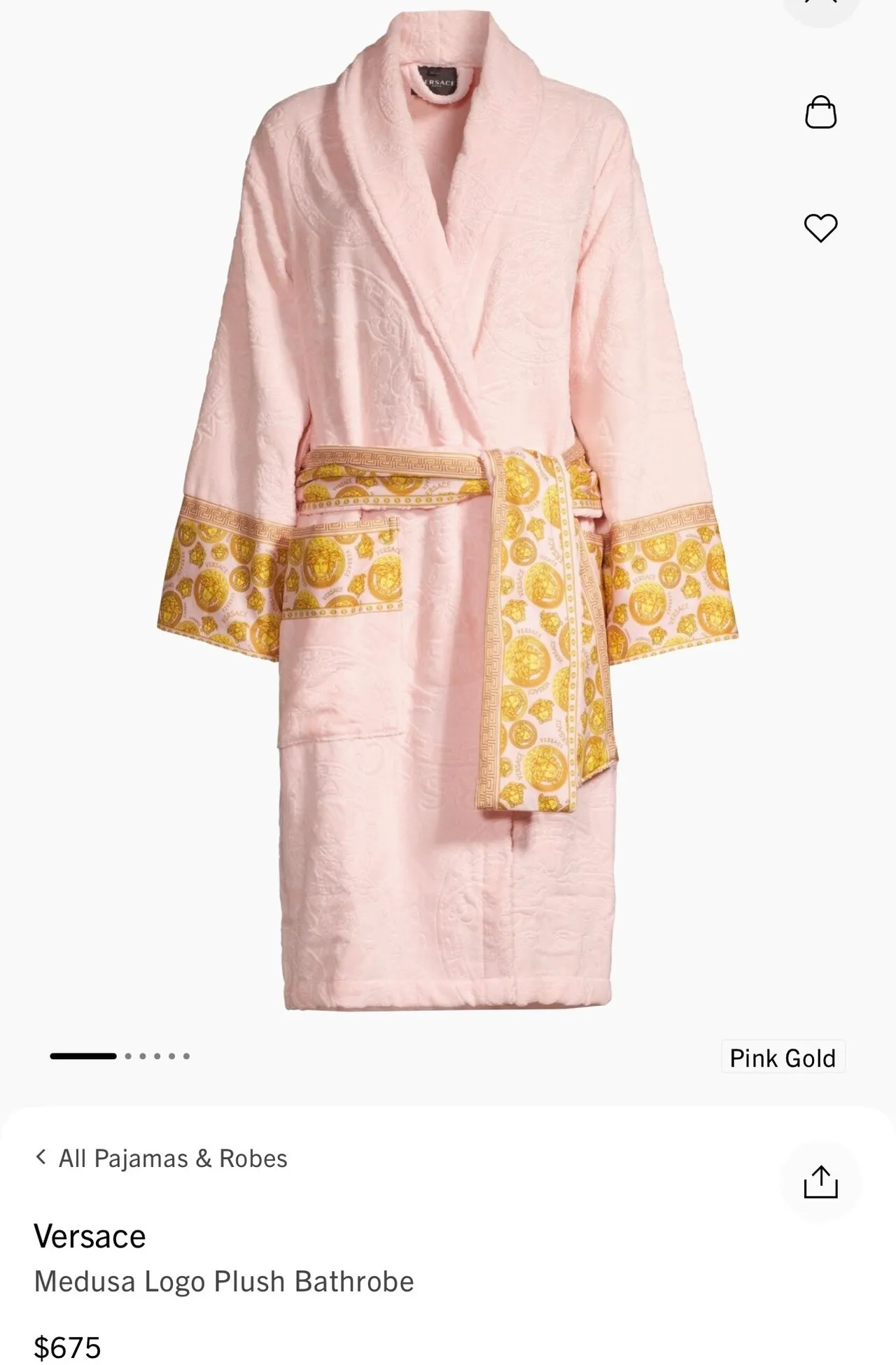 새상품/태그보유 베르사체 메두사 로고 플러시 배스로브 핑크/골드 사이즈 S
					의류/패션
					Los Angeles