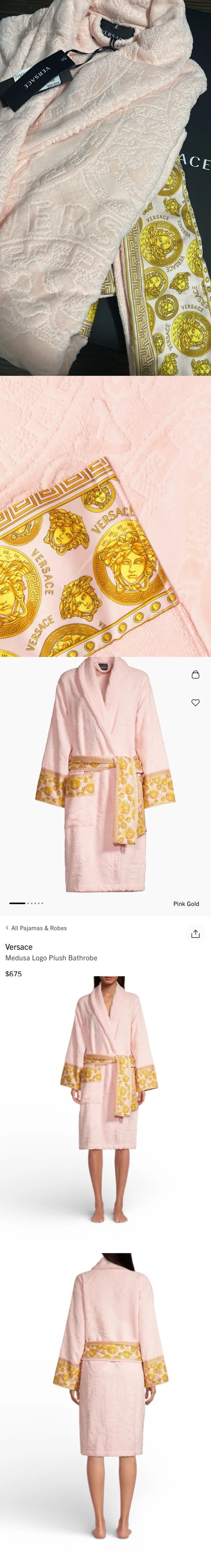 새상품/태그보유 베르사체 메두사 로고 플러시 배스로브 핑크/골드 사이즈 S
					의류/패션
					Los Angeles