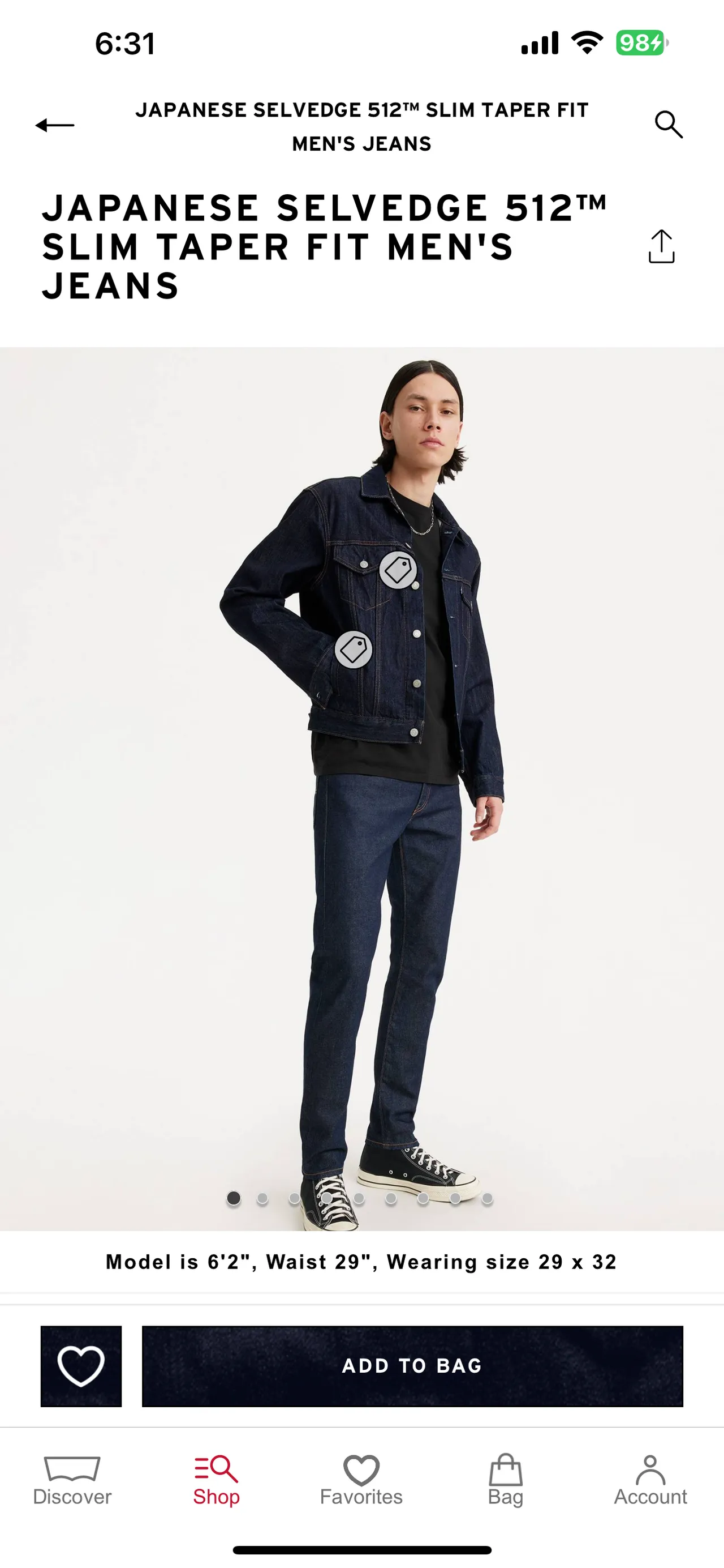 Levis Japanese Selvdge 512 Slim Taper Fit (새거 with tag)
					의류/패션
					Koreatown