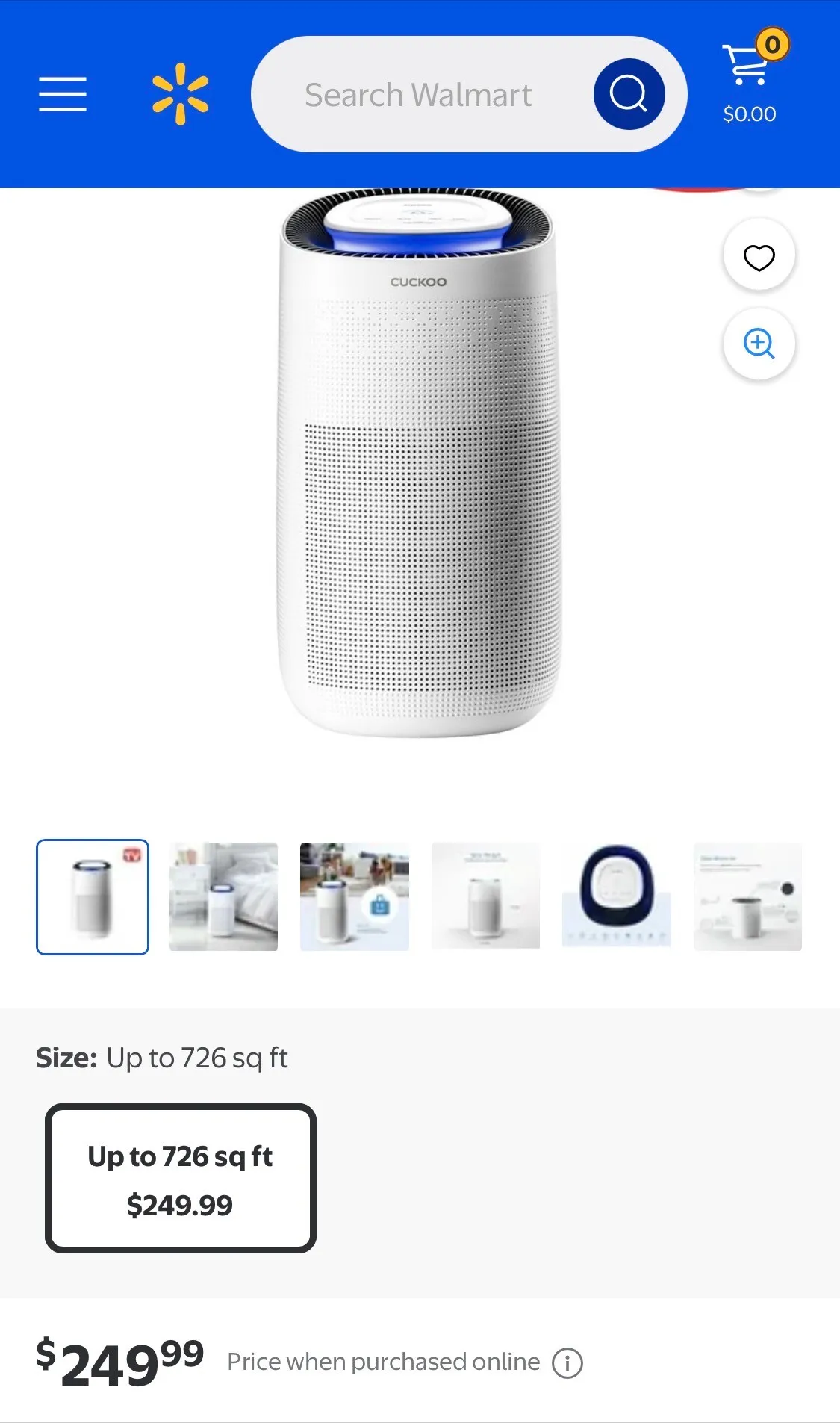 Cuckoo Air Purifier – H13 True HEPA, 726sq.ft.
					전자/가전
					Los Angeles