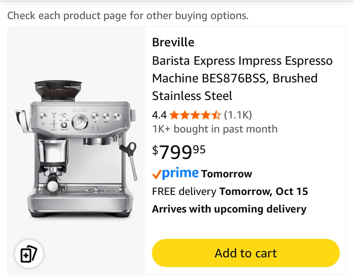 브레빌 에스프레소머신 876
					전자/가전
					Los Angeles