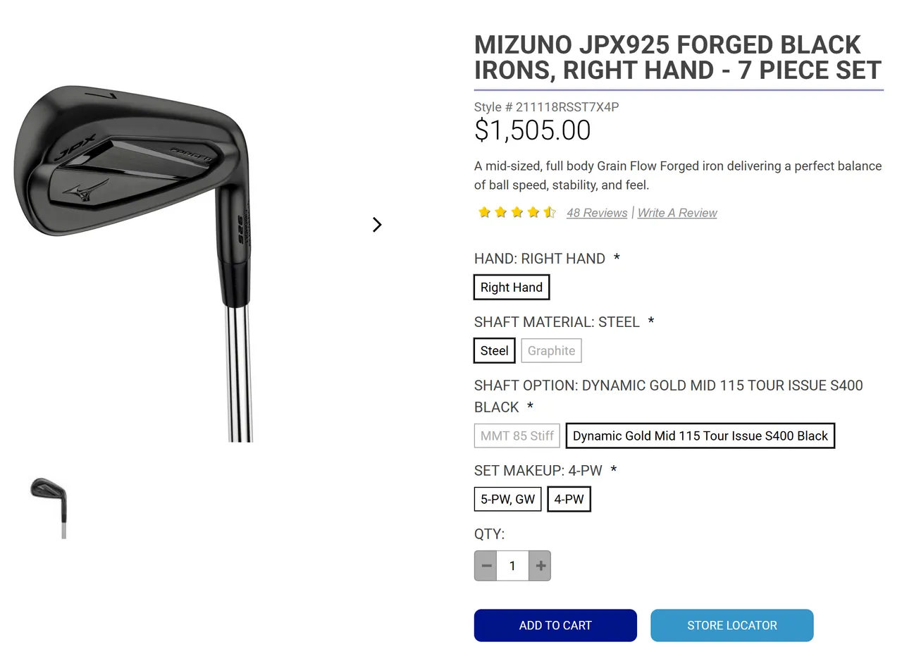 Mizuno JPX925 Forged Black Iron Set 4-PW
					운동/건강
					La Habra