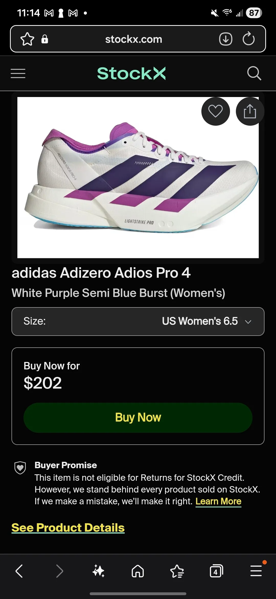 새상품) 아디다스 여성 아디제로 프로 4
					의류/패션
					요바린다