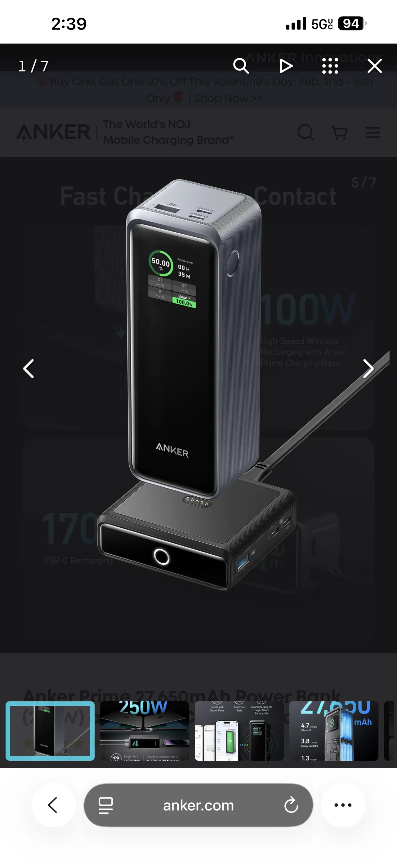 Anker Prime 27,650mAh Power Bank (250W) and 100W Charging Base
					전자/가전
					Koreatown