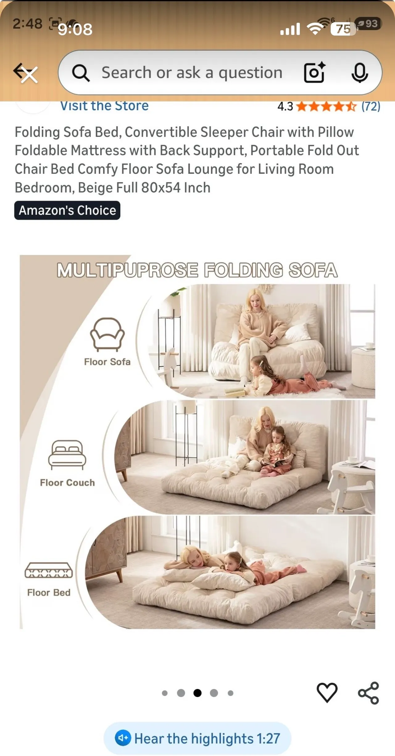 폴딩 쇼파 베드
					무빙세일
					Los Angeles