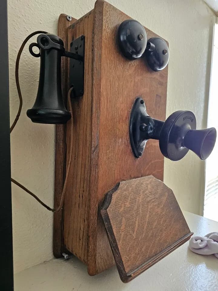 희귀/진품-1900년대 Kellogg 오리지널 벽걸이 전화기 & 수동 거품기
					기타
					위디어