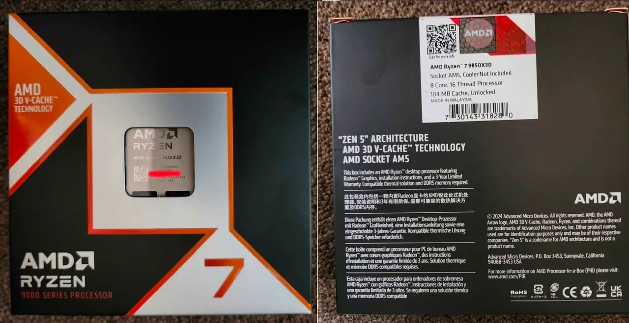 AMD Ryzen 7 9850x3d 와 Ryzen 7 9800x3d 팝니다.
					전자/가전
					Los Angeles