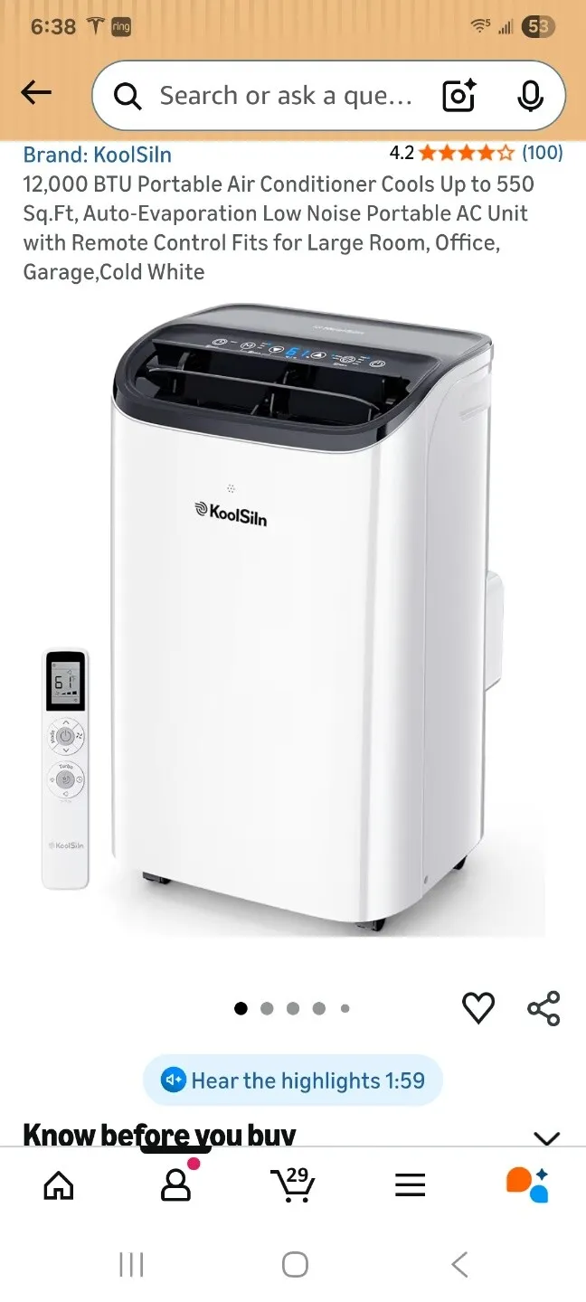 Koolsiln Porable Air Conditioner 에어컨
					전자/가전
					Los Angeles