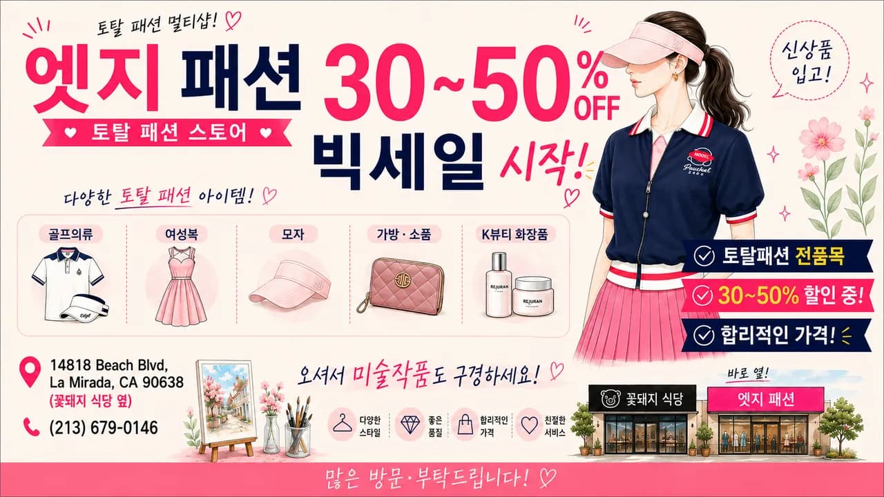 골프의류 토탈패션 빅세일
					의류/패션
					Buena Park