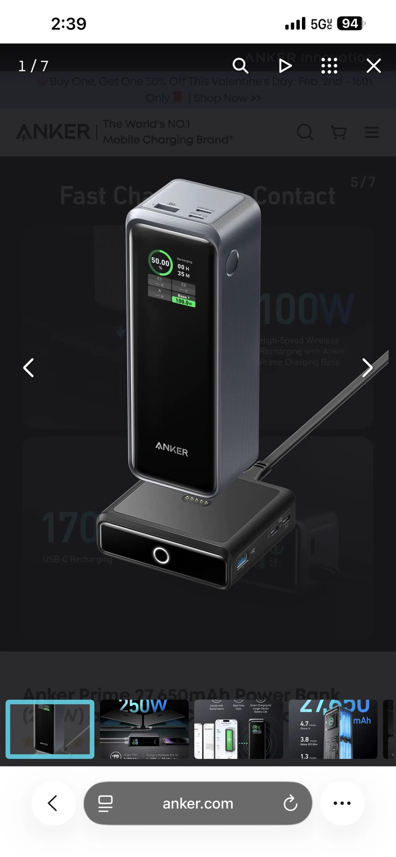 Anker Prime 27,650mAh Power Bank (250W) and 100W Charging Base
					전자/가전
					Koreatown