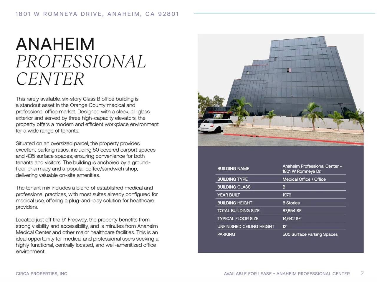 Anaheim Medical Office 사무실을 리스합니다.
					1 Bed
					Buena Park's preview 1