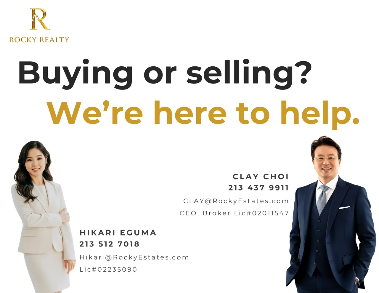 내년에 집을 사시거나 파실 계획이 있으신가요?
						Rocky Realty 무료상담, 시세 알아보기 213.439.9911
						주택's preview 0