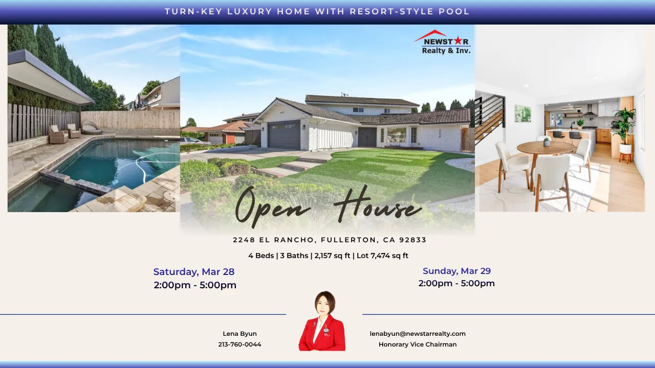 [오픈하우스] Fullerton 풀 리모델 풀 하우스
						$250K 이상 투자된 완벽 리노베이션
						주택  Fullerton CA